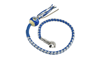 Blue And Silver Hand-Braided Leather Get back Whip with Blue Ball - 42" Length