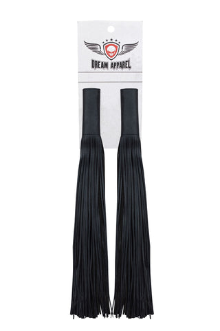 Dream Apparel Black Naked Cowhide Leather Handlebar Covers with Fringe