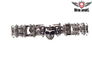 Stainless Steel Bracelet With Skull In Center