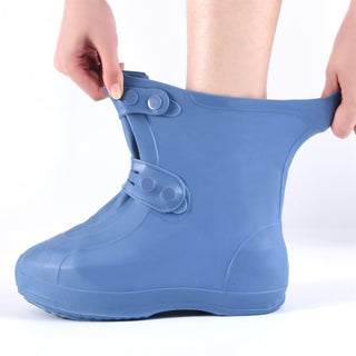 Dream Apparel Waterproof Silicone Rain Cover Blue Boots for Women Lightweight Non-Slip Shoes