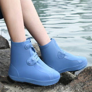 Dream Apparel Waterproof Silicone Rain Cover Blue Boots for Women Lightweight Non-Slip Shoes