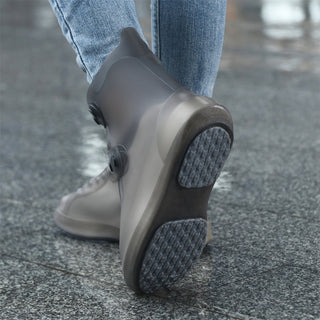 Dream Apparel Waterproof Silicone Rain Cover Brown Boots for Women Lightweight Non-Slip Shoes