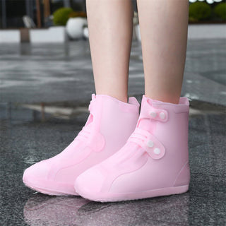 Dream Apparel Waterproof Silicone Rain Cover Pink Boots for Women Lightweight Non-Slip Shoes