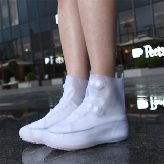 Dream Apparel Waterproof Silicone Rain Cover White Boots for Women Lightweight Non-Slip Shoes