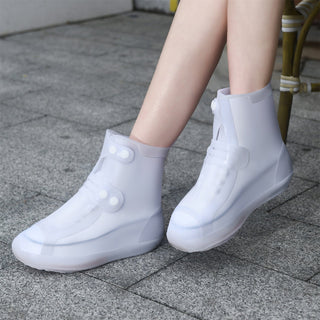 Dream Apparel Waterproof Silicone Rain Cover White Boots for Women Lightweight Non-Slip Shoes