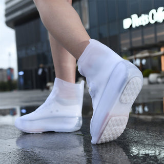 Dream Apparel Waterproof Silicone Rain Cover White Boots for Women Lightweight Non-Slip Shoes