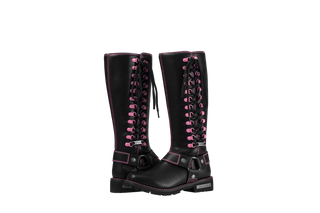 Dream Apparel® Women Biker Long Boots with Pink Laces