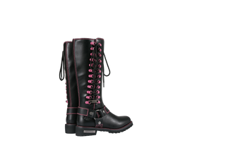Dream Apparel® Women Biker Long Boots with Pink Laces