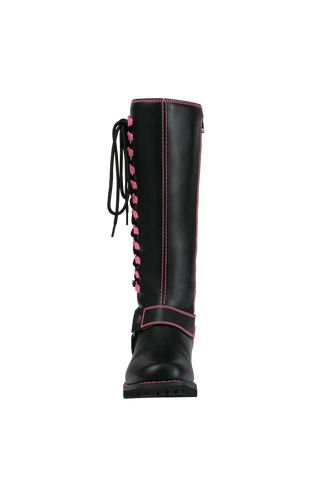 Dream Apparel® Women Biker Long Boots with Pink Laces
