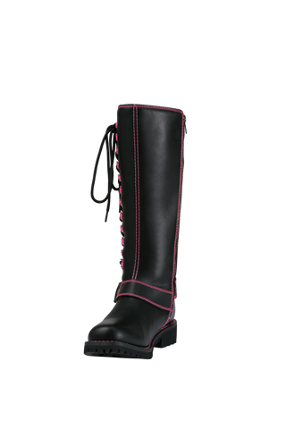 Dream Apparel® Women Biker Long Boots with Pink Laces