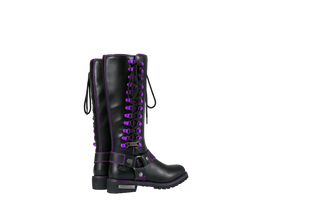 Dream Apparel® Women Biker Long Boots with Purple Laces