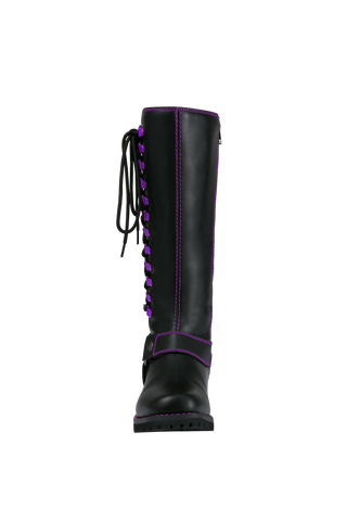 Dream Apparel® Women Biker Long Boots with Purple Laces