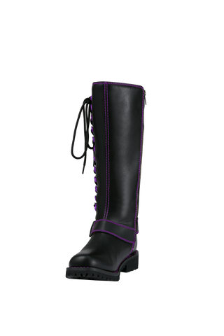 Dream Apparel® Women Biker Long Boots with Purple Laces