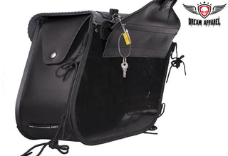 Dream Apparel Studded PVC Motorcycle Saddlebag With Gun Holsters
