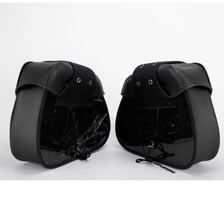 Dream Apparel Motorcycle Black Saddlebag PVC Classic Vintage Style, Weather-Resistant Saddle bag