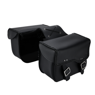 Dream Apparel Motorcycle Saddlebag PVC Classic Black Vintage Style, Weather-Resistant Saddle bag