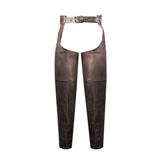 Mens Brown Leather Motorcycle Chaps Premium Cowhide Leather
