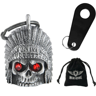 Dream Apparel Indian Skull Head Red Eyes Motorcycle Bell, for Good Luck 3-D, Light Weight