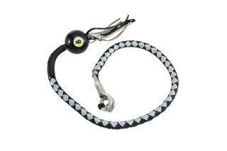 Dream Apparel Black And Silver Hand-Braided Leather Get back Whips with Ball8- 42" Long