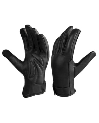 Dream Apparel Men's Black Genuine Cowhide Leather Motorcycle Full Finger Riding Gloves