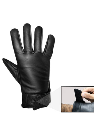 Dream Apparel Men's Black Genuine Cowhide Leather Motorcycle Full Finger Riding Gloves