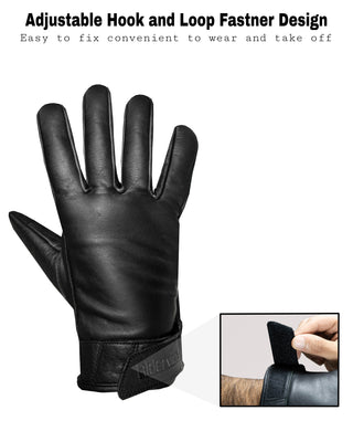 Dream Apparel Men's Black Genuine Cowhide Leather Motorcycle Full Finger Riding Gloves