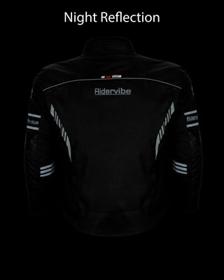 Dream Apparel Men's CE Armored Nylon & Mesh Motorcycle Black Waterproof Biker Jackets