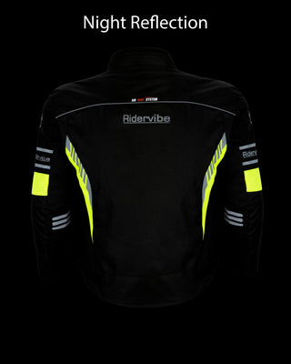 Dream Apparel Men's CE Armored Nylon & Mesh Motorcycle Neon and Black Waterproof Biker Jackets