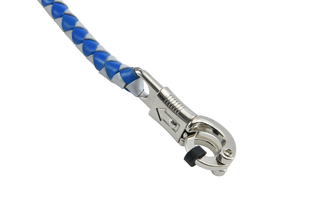 Blue And Silver Hand-Braided Leather Get back Whip with Blue Ball - 36" Length