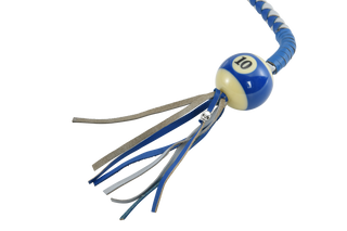 Blue And Silver Hand-Braided Leather Get back Whip with Blue Ball - 42" Length