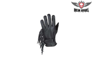 Women Full Finger Leather Gloves With Stylish Fringes