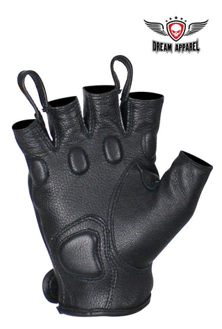 Fingerless Deer Skin Leather Gloves W/ Padded Knuckle Protectors
