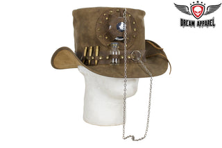 Brown Leather Deadman Top Hat