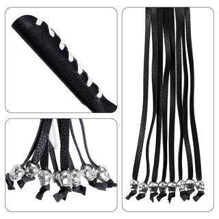 Heavy Duty Leather Motorcycle Skull Fringed Premium Black White Brake Clutch Lever Grip Lever Cover