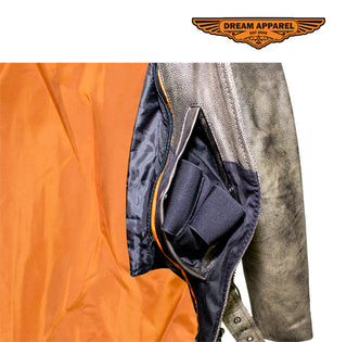 Dream Apparel Distressed Brown Naked Cowhide Top-Grade Leather Motorcycle Jacket
