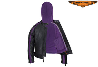 Women's Naked Cowhide Jacket with Purple Jacket