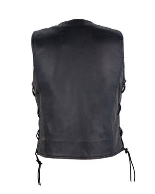Womens Distressed Brown Naked Cowhide Leather Vest
