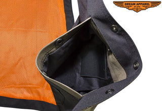 Womens Distressed Brown Leather Motorcycle Vest With Side Laces