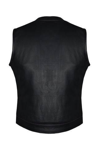 Ladies Motorcycle Leather CLUB VEST Premium Cowhide Leather Purple Thread, Purple Paisley Lining