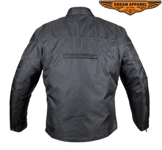 Men's Black Textile Racer Style Jacket