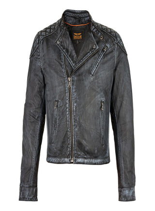 Dream Apparel Premium Goat Leather Grey Tone Conceal Pockets Expansion Side Panel Motorcycle Jacket