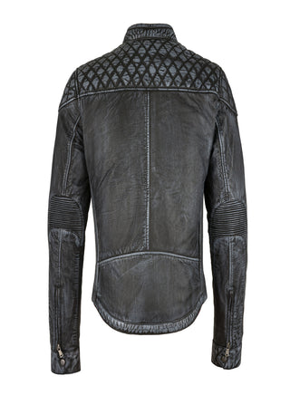 Dream Apparel Premium Goat Leather Grey Tone Conceal Pockets Expansion Side Panel Motorcycle Jacket