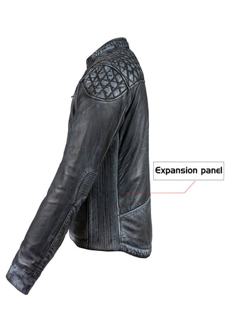 Dream Apparel Premium Goat Leather Grey Tone Conceal Pockets Expansion Side Panel Motorcycle Jacket