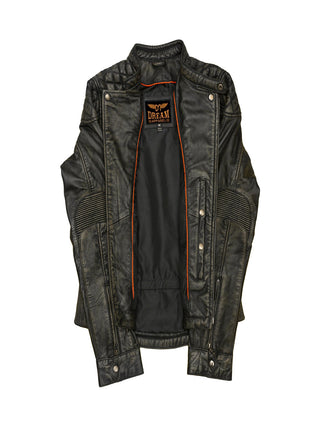 Dream Apparel Goat Leather Copper Tone Conceal Pockets Expansion Side Panels Motorcycle Jacket