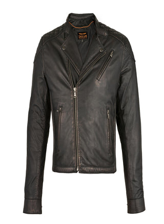 Dream Apparel Premium Goat Leather Brown Tone Conceal Pockets Expansion Side Panel Motorcycle Jacket