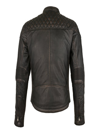 Dream Apparel Premium Goat Leather Brown Tone Conceal Pockets Expansion Side Panel Motorcycle Jacket