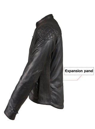 Dream Apparel Premium Goat Leather Brown Tone Conceal Pockets Expansion Side Panel Motorcycle Jacket
