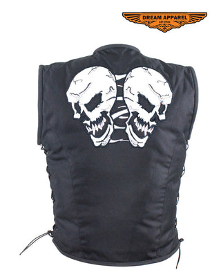 Mens Vest With Skulls Design & Gun Pocket