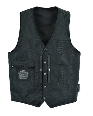 Dream Apparel Mens Plain Black Leather Vest Heavy Duty Premium Cowhide Leather Concealed Pockets