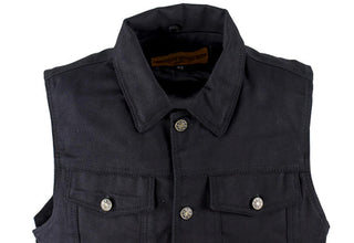 Mens Plain Denim Vest With 5 Snaps